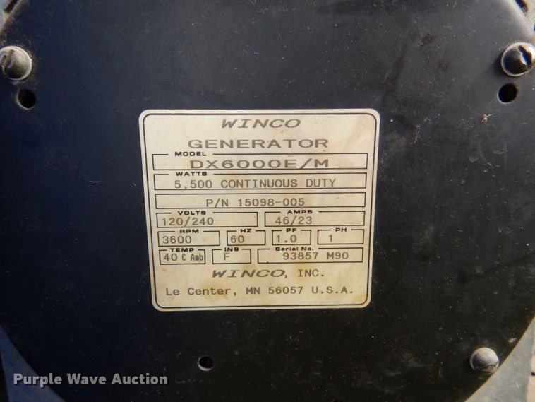 image for item DL8082 Winco DX6000E/M  generator
