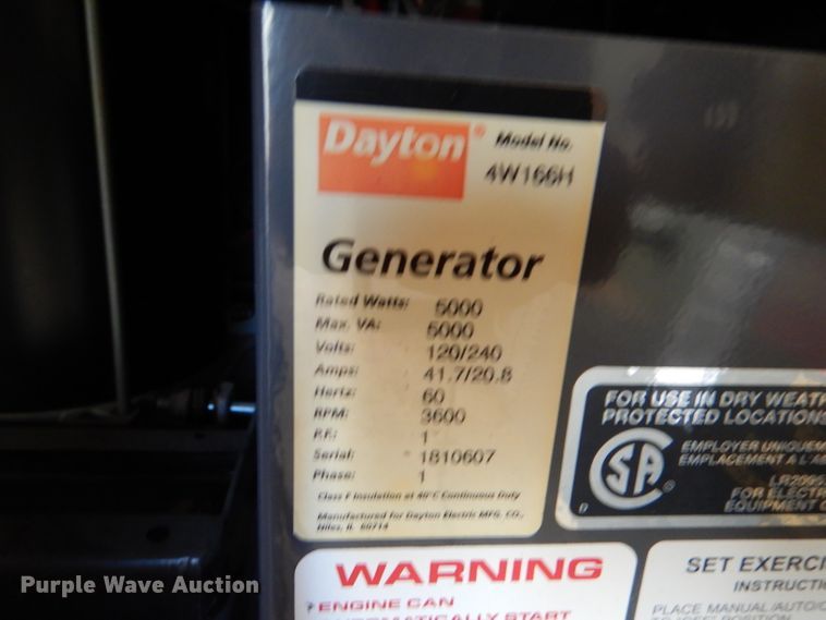 image for item DL8084 Dayton 4W166H  generator