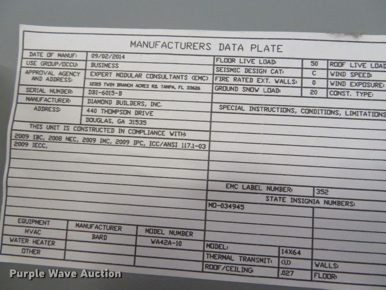 image for item DN5779 2014 Diamond office trailer