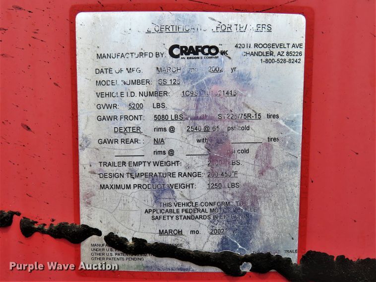 image for item FP9275 2002 Crafco SS125  melter applicator