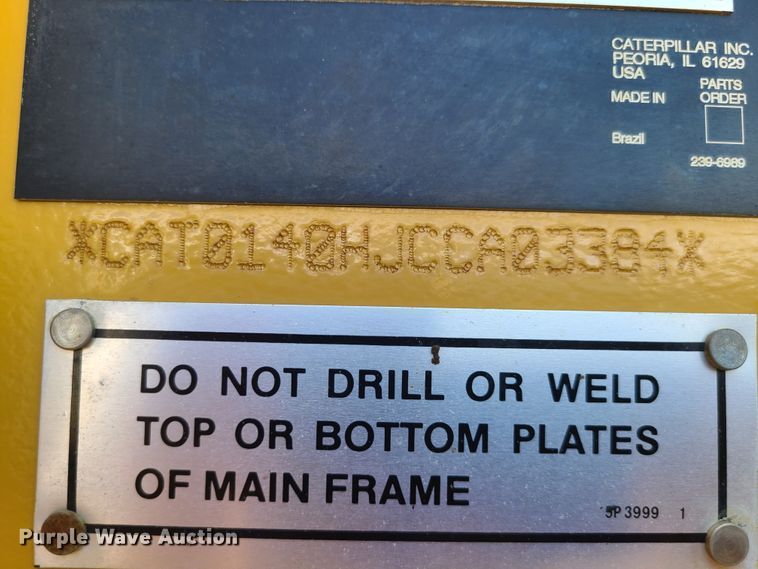 image for item HE9678 2007 Caterpillar 140H VHP  motor grader