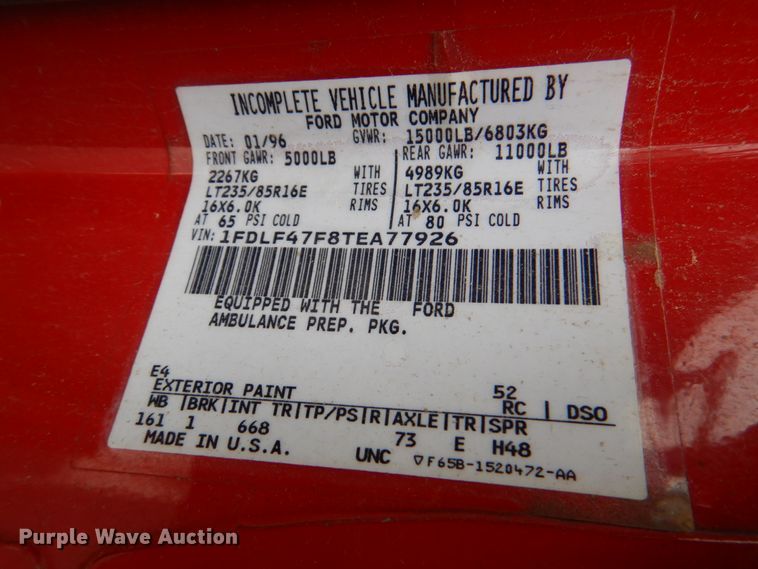 image for item HL9450 1996 Ford F450 Super Duty  rescue vehicle