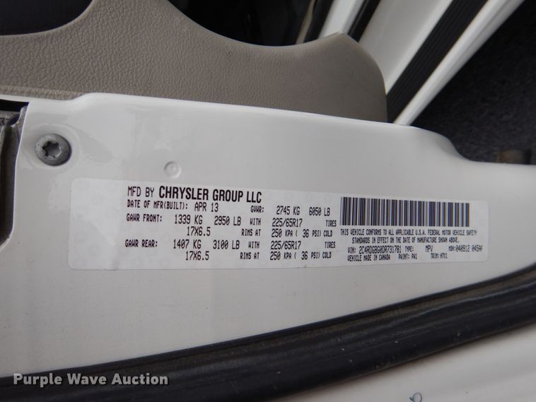 image for item HL9465 2013 Dodge Grand Caravan  handicap accessible van