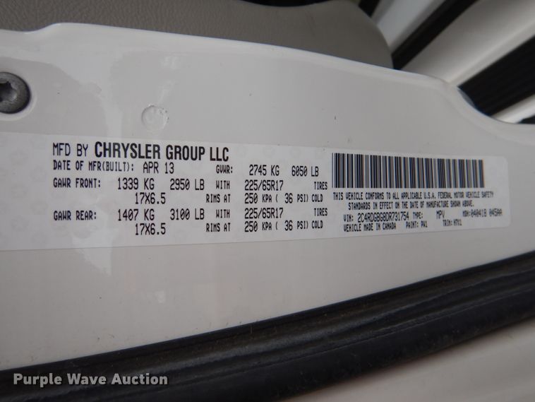 image for item HL9467 2013 Dodge Grand Caravan  handicap accessible van