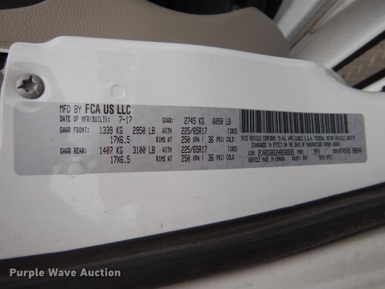 image for item HL9474 2017 Dodge Grand Caravan  handicap accessible van