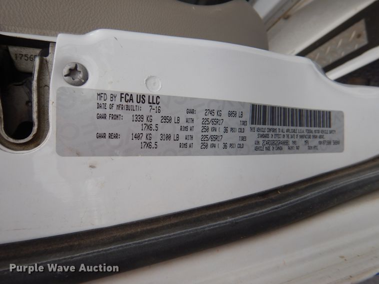 image for item HL9476 2016 Dodge Grand Caravan  handicap accessible van