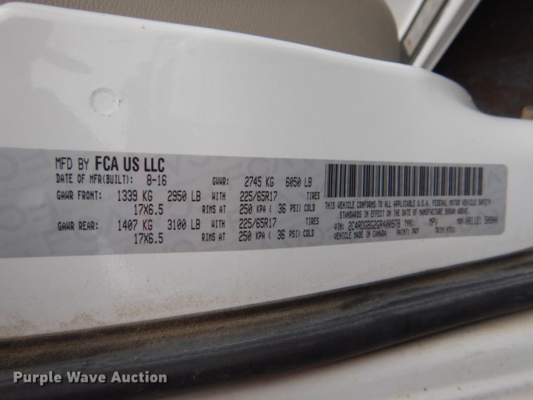 image for item HL9478 2016 Dodge Grand Caravan  handicap accessible van