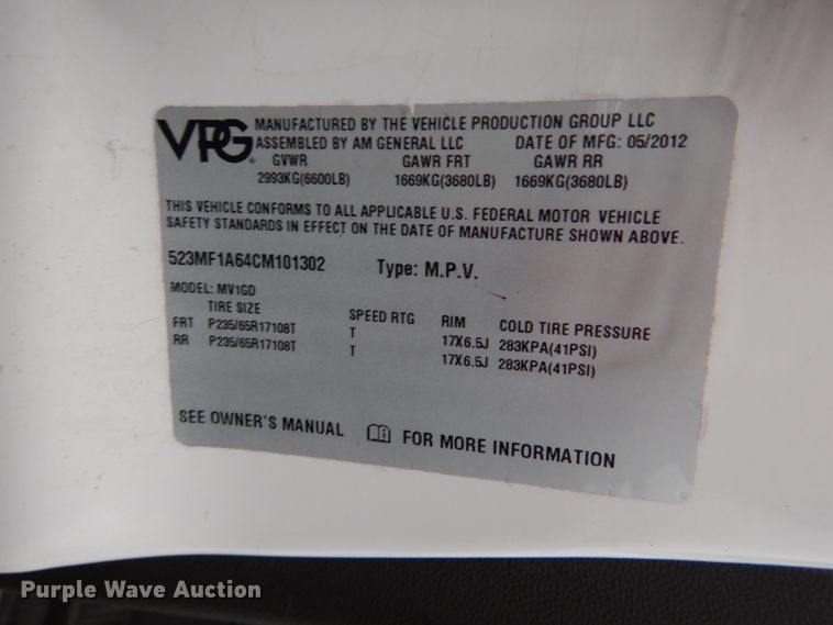 image for item HL9485 2012 VPG MV-1  handicap accessible van