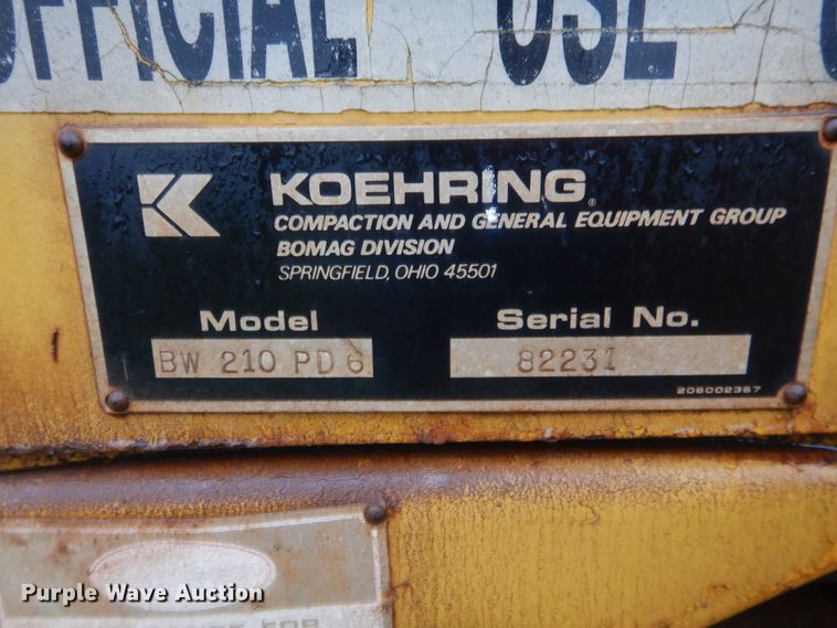 image for item IP9819 Koehring BW210PD6  single drum roller