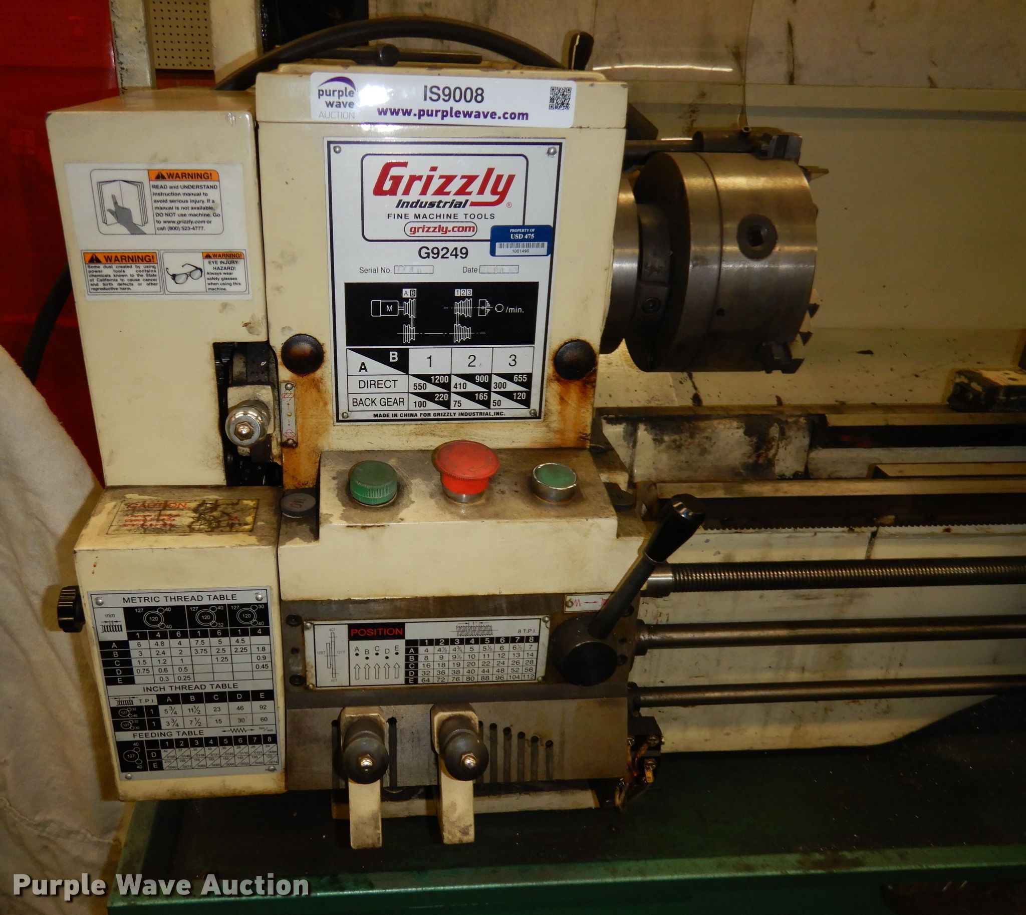 2006 Grizzly G9249 metal lathe in Junction City, KS Item IS9008 sold