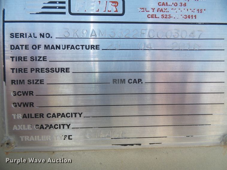 image for item DI5599 2015 Fehr  silage trailer