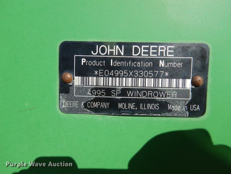 image for item DL0275 2007 John Deere 4995  windrower