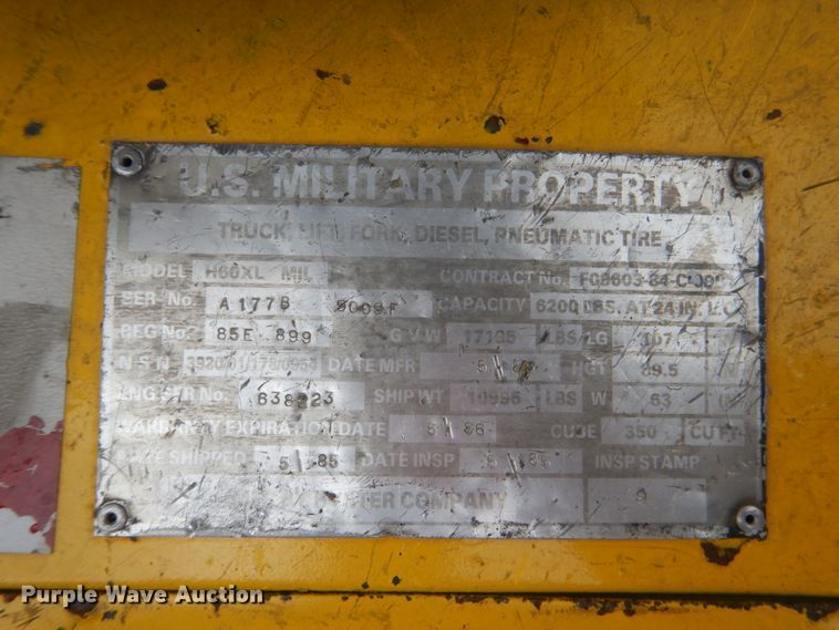 image for item DM3752 1985 Hyster H60XL  forklift