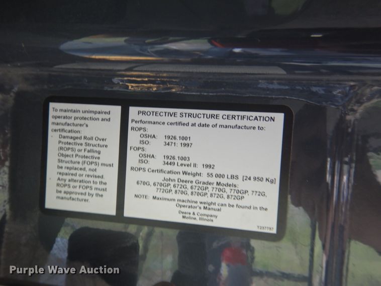 image for item DM3756 2015 John Deere 672G  motor grader