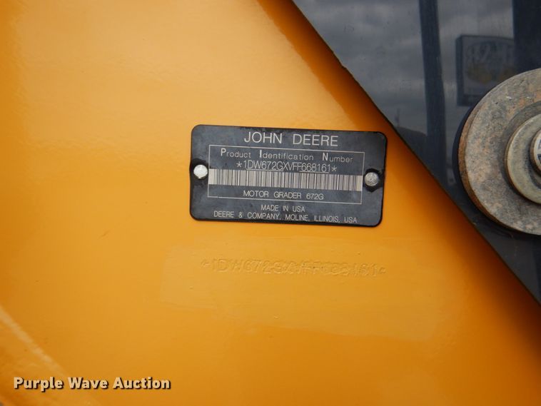 image for item DM3756 2015 John Deere 672G  motor grader