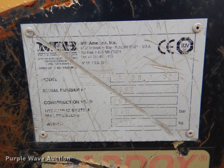 image for item DM3760 2013 MB America BF 90.3 excavator crusher bucket