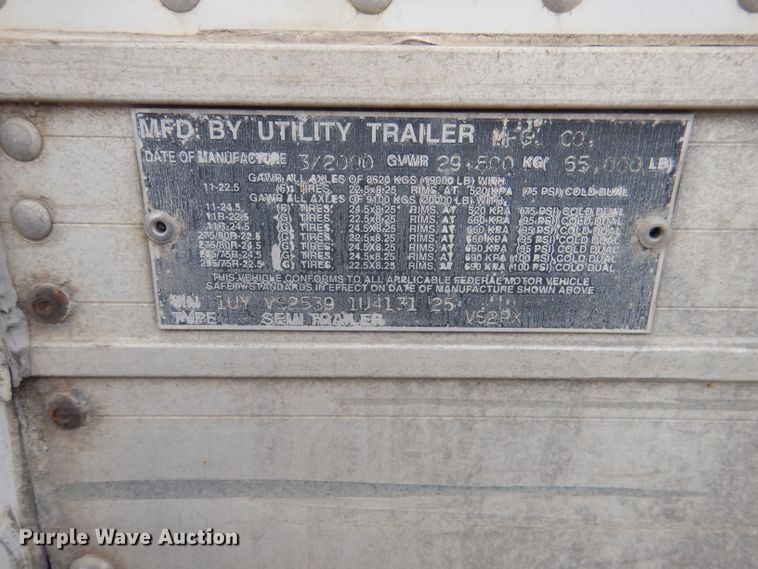 image for item DL8166 2001 Utility VS2RX  refrigerated van trailer