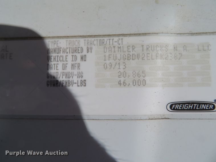 image for item DN5851 2014 Freightliner Cascadia  semi truck