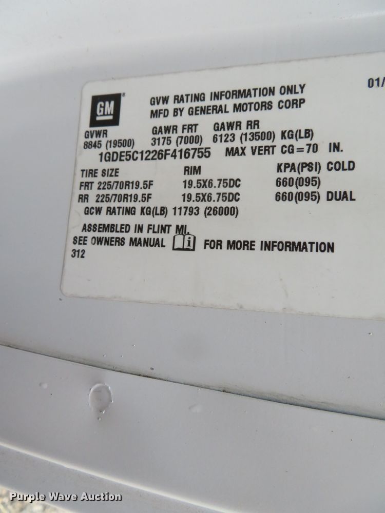 image for item DN5854 2006 GMC C5500  dump flatbed truck