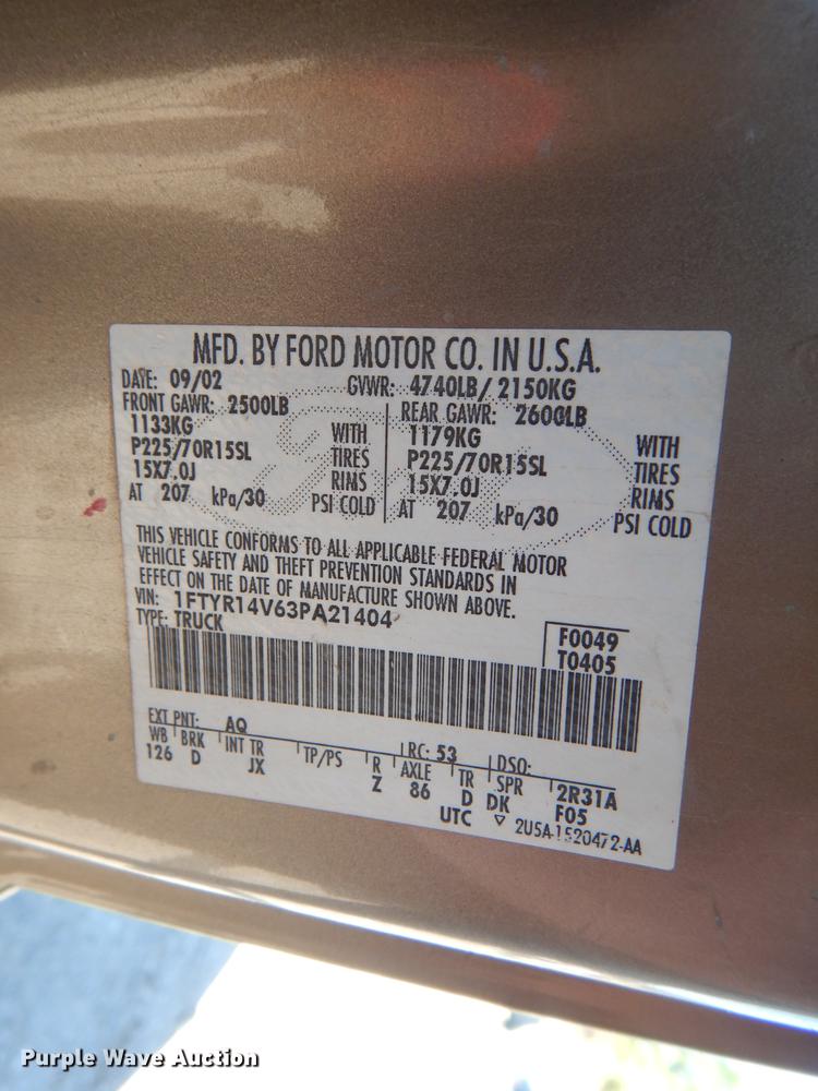 image for item DL8148 2003 Ford Ranger  SuperCab pickup truck