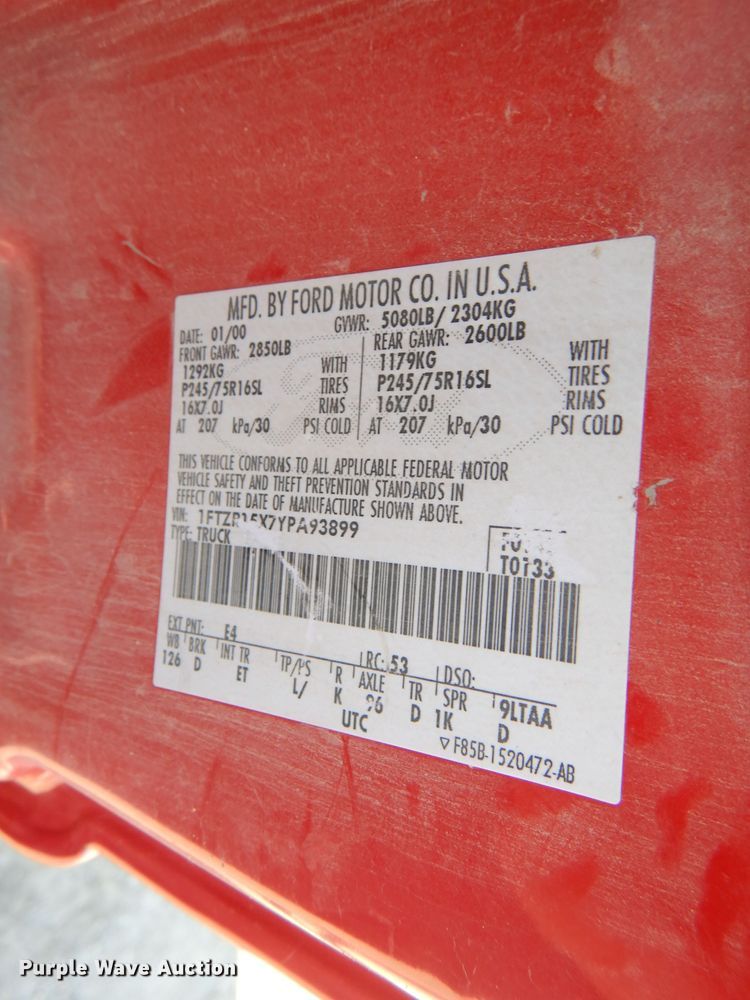 image for item DL8149 2000 Ford Ranger XLT  SuperCab pickup truck