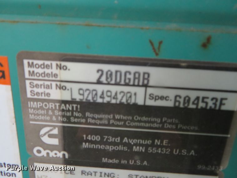 image for item DN5861 Onan D0DGAB  generator