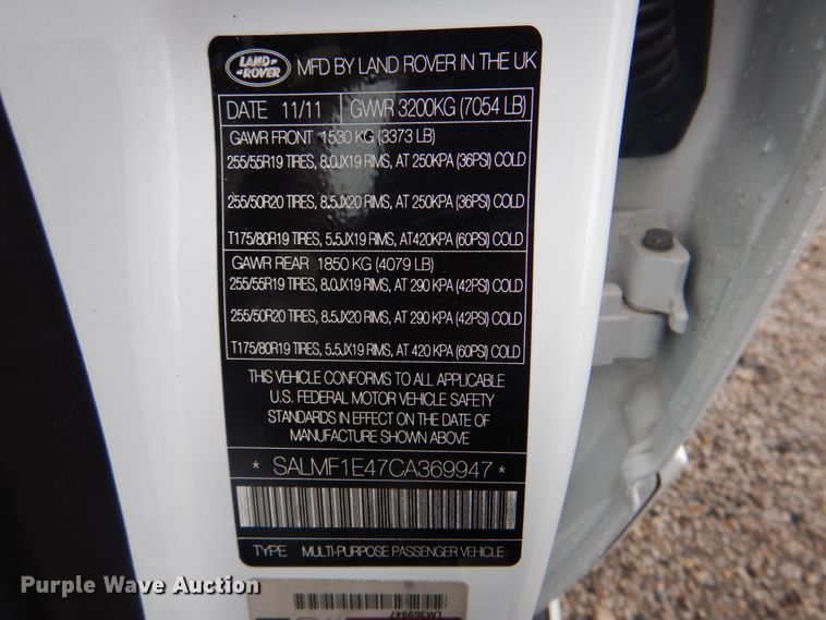 image for item IA9829 2012 Land Rover Range Rover  SUV