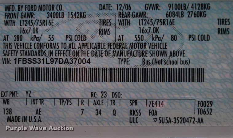 image for item IF9755 2007 Ford E350  handicap accessible van