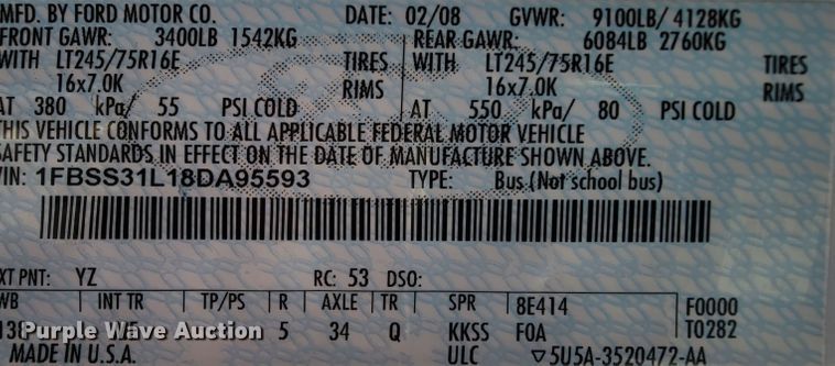 image for item IF9756 2008 Ford E350  van