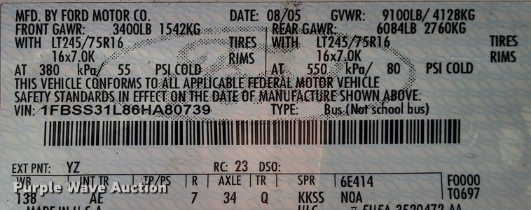 image for item IF9761 2006 Ford E350  van