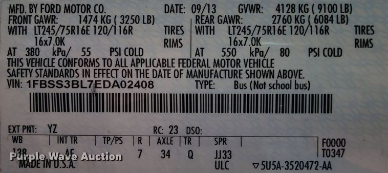 image for item IF9762 2014 Ford E350  van