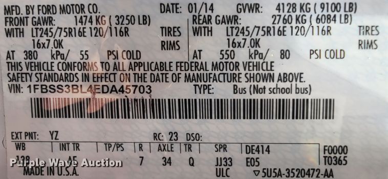 image for item IF9764 2014 Ford E350  van