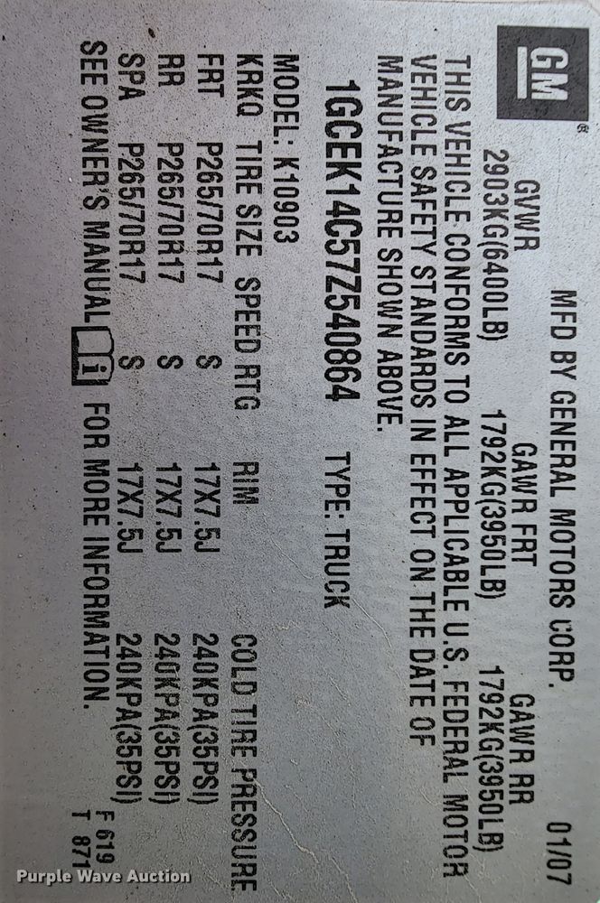 image for item IF9783 2007 Chevrolet Silverado 1500  pickup truck