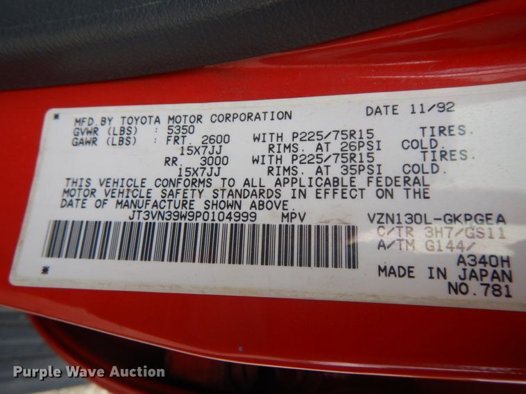 image for item IL9307 1993 Toyota 4Runner SR5  SUV