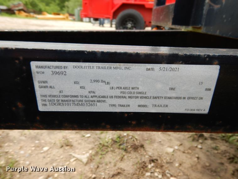 image for item IL9419 2021 Doolittle 6610  utility trailer