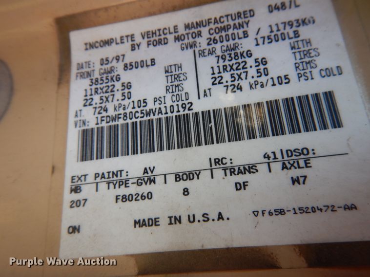 image for item IT9379 1998 Ford F800  dump flatbed truck