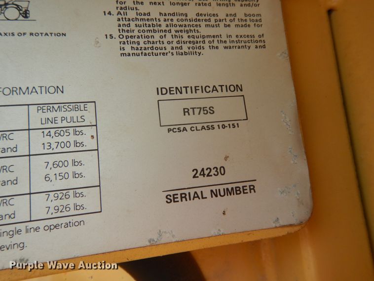 image for item DC2093 1974 Grove RT75S  crane