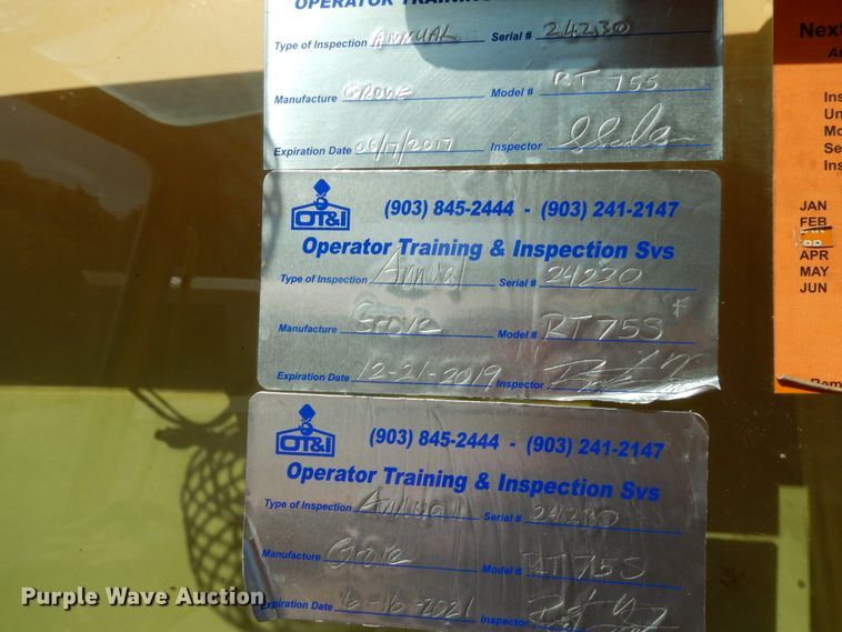 image for item DC2093 1974 Grove RT75S  crane