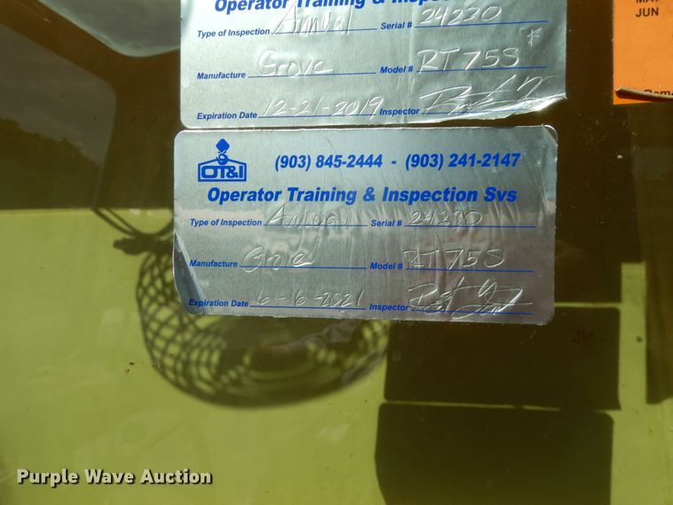 image for item DC2093 1974 Grove RT75S  crane