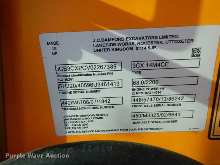 image for item DC2106 2014 JCB 3CX14M4CE  backhoe