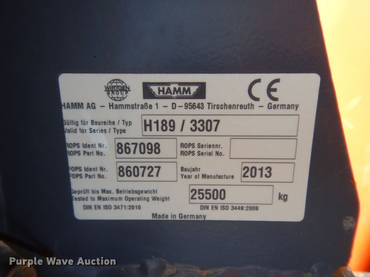 image for item DC2111 2011 Hamm 3307  single drum vibratory roller