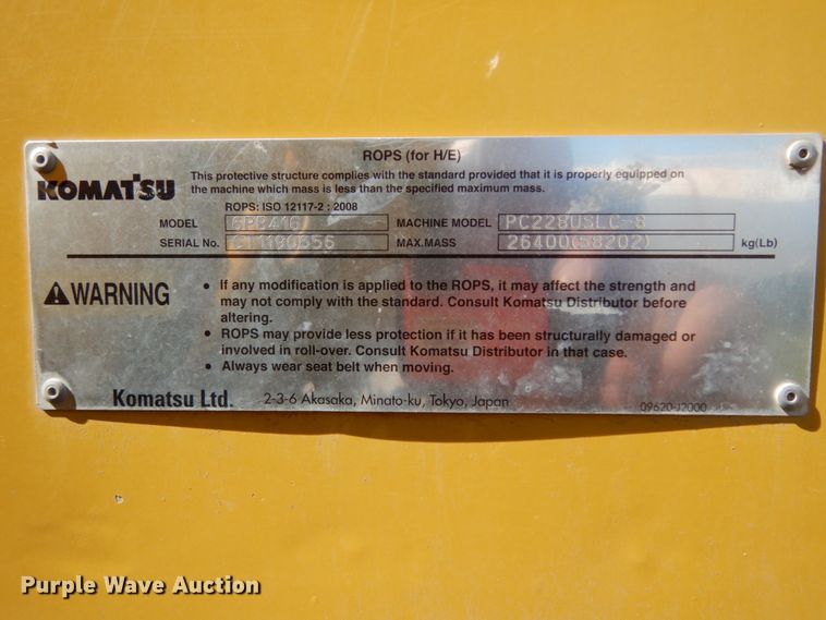 image for item DC2115 2012 Komatsu PC228USLC-8  excavator