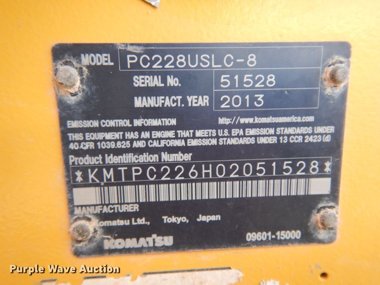 image for item DC2116 2014 Komatsu PC228USLC-8  excavator