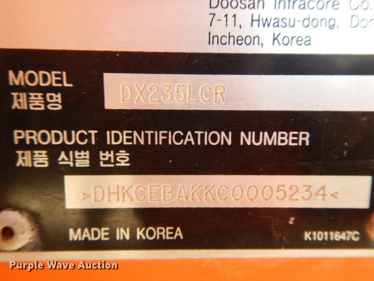 image for item DC2117 Doosan DX235LCR  excavator