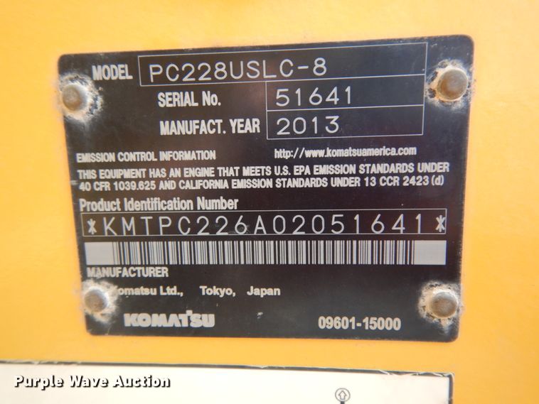 image for item DC2119 2014 Komatsu PC228USLC-8  excavator