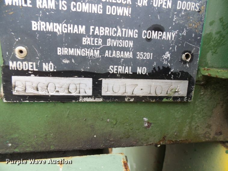 image for item DC2921 Birmingham PB6030R baler