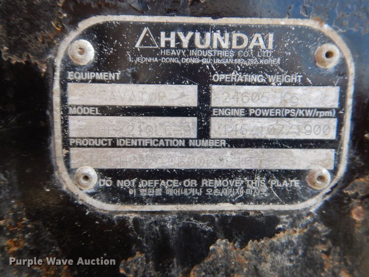 image for item DJ0777 2011 Hyundai Robex 210LC-9  long reach excavator