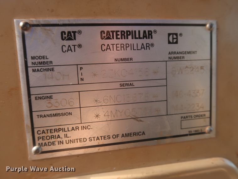 image for item DJ1834 1998 Caterpillar 140H  motor grader