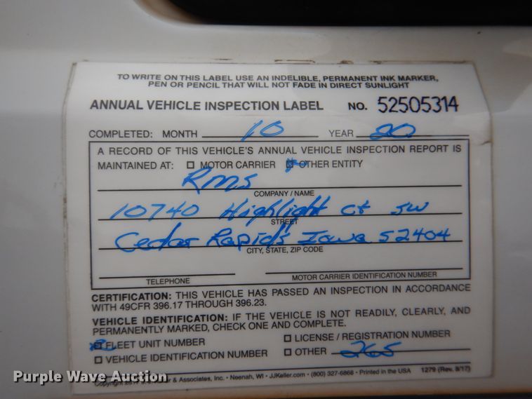 image for item DL0039 2012 Ford F750 XL  lube truck