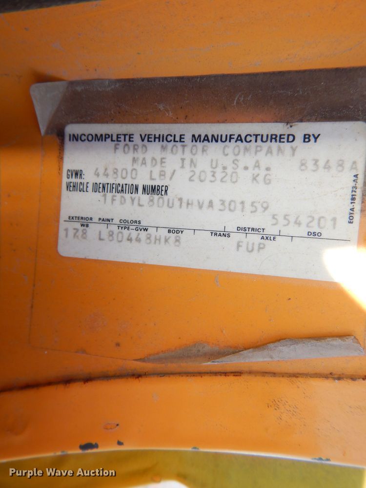 image for item DL2178 1987 Ford FT8000  dump truck